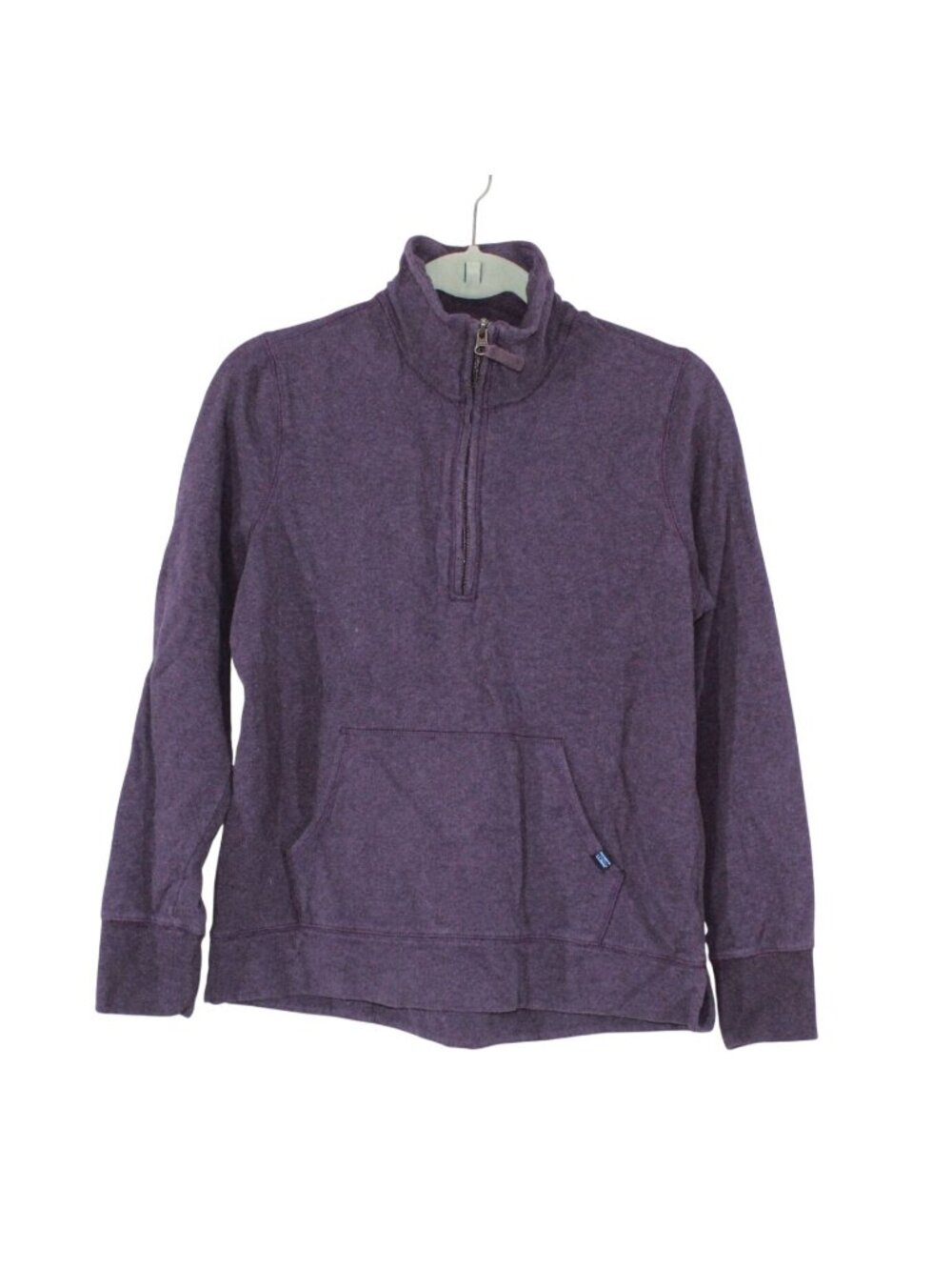 LL Bean Quarter Zip Pullover Purple Cotton Spandex Stretch Size S Pet